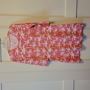 Pink/White Palm Tree Print Elbow Sleeve Dress NWOT